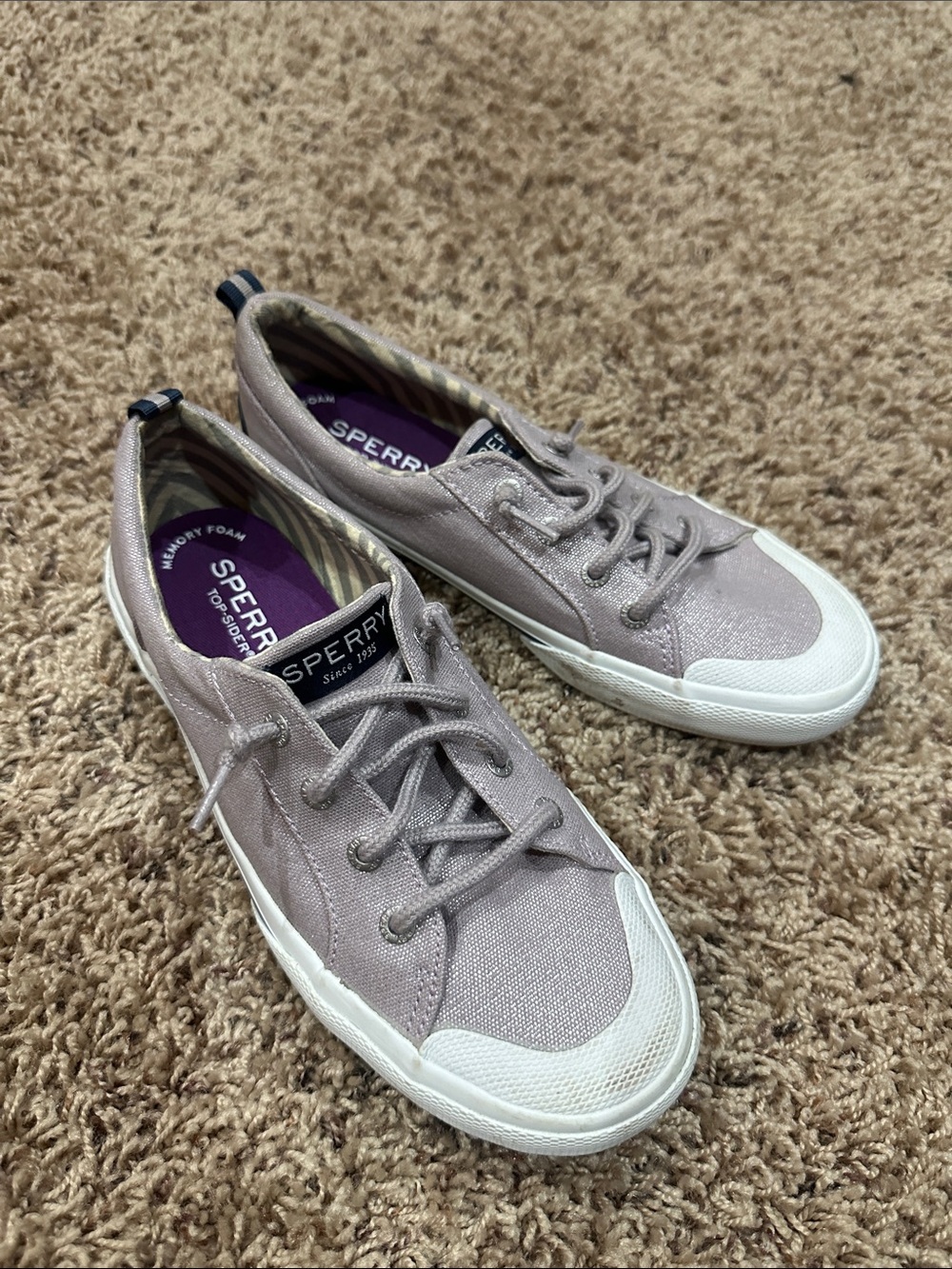 NWOT Sperry Women’s Lace-Up Canvas Sneakers in Mauve Taupe size 2.5